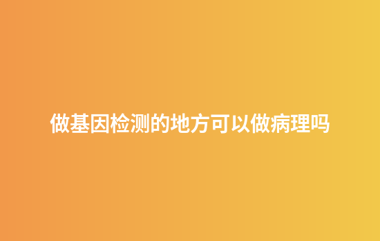 做基因检测的地方可以做病理吗
