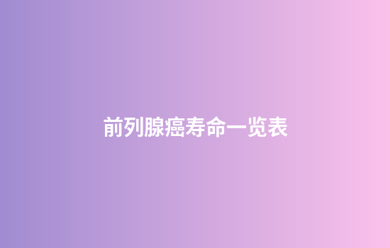 前列腺癌寿命一览表