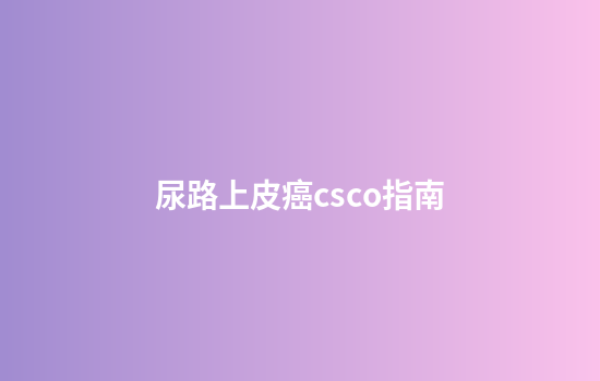 尿路上皮癌csco指南