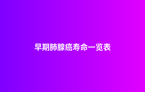 早期肺腺癌寿命一览表