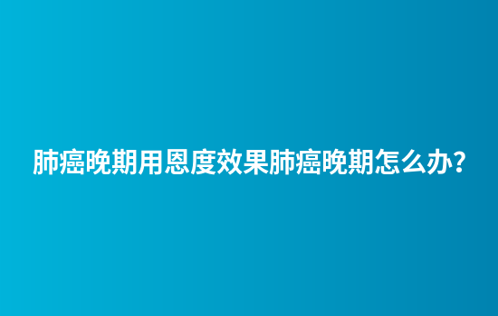 肺癌晚期用恩度效果肺癌晚期怎么办？